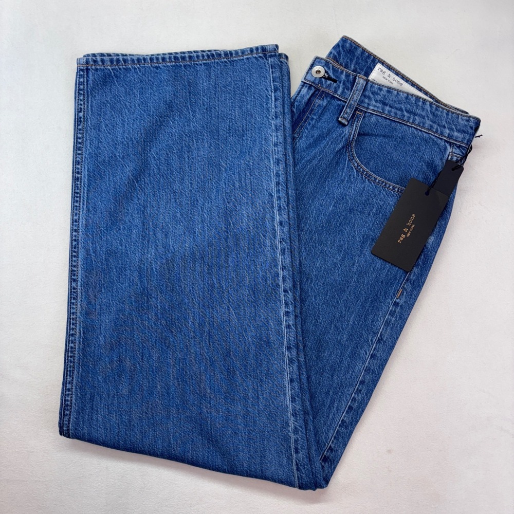 Rag & Bone Lori Mid Rise Wide Leg Jeans Medium Wash Size 30 WDD24F2935OPME New - Picture 3 of 14